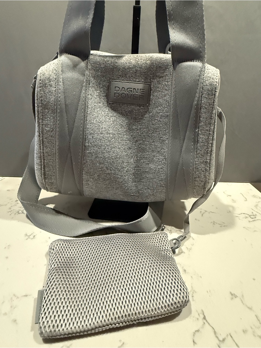 Dagne Dover Light Gray Toiletry Bag with Detachable Pouch